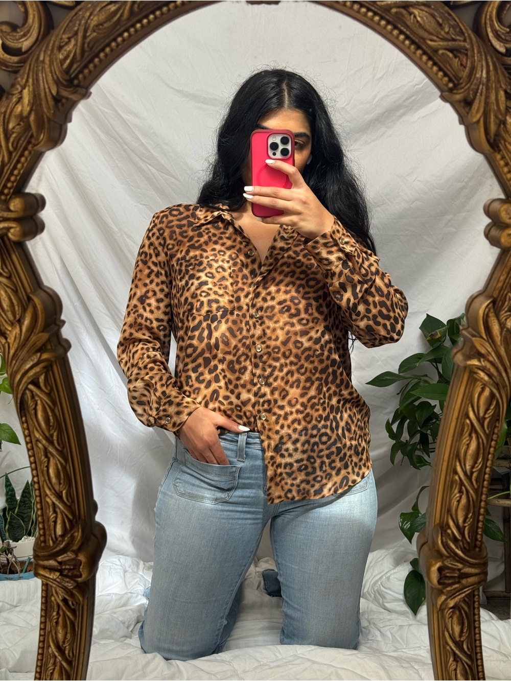 Leopard Print Button-Down Shirt